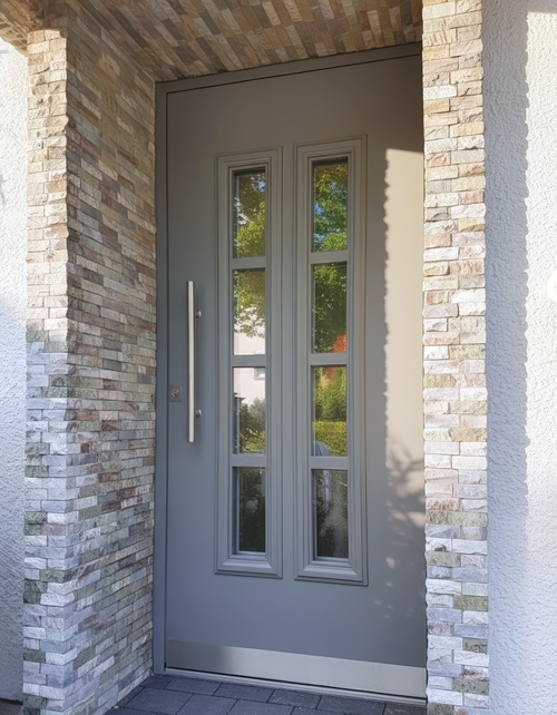 Серая остекленная дверь